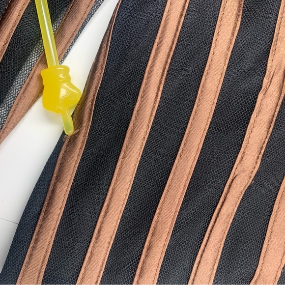 Vintage Bronze Gold Stripe Double Zip Blazer Plus Size - Picture 12 of 15